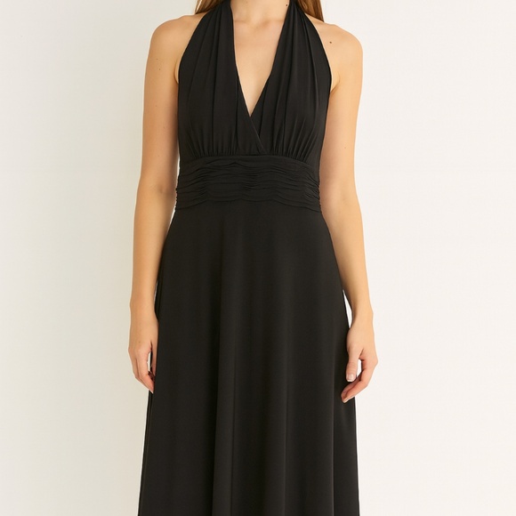Evan-Picone Black Halter Midi Dress – Size 6‎ - Picture 1 of 8